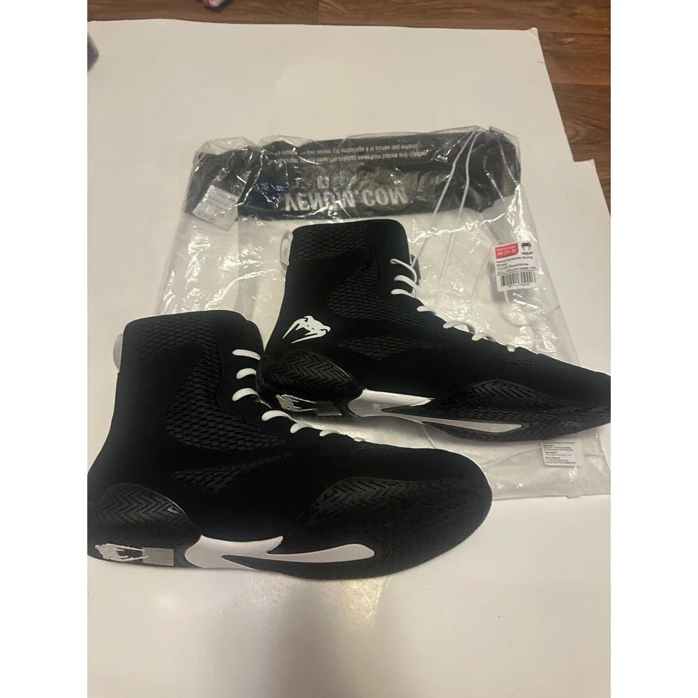 New Venum Contender Boxing Shoes High-Top #4958 Black Size US 11.5/ EU 41